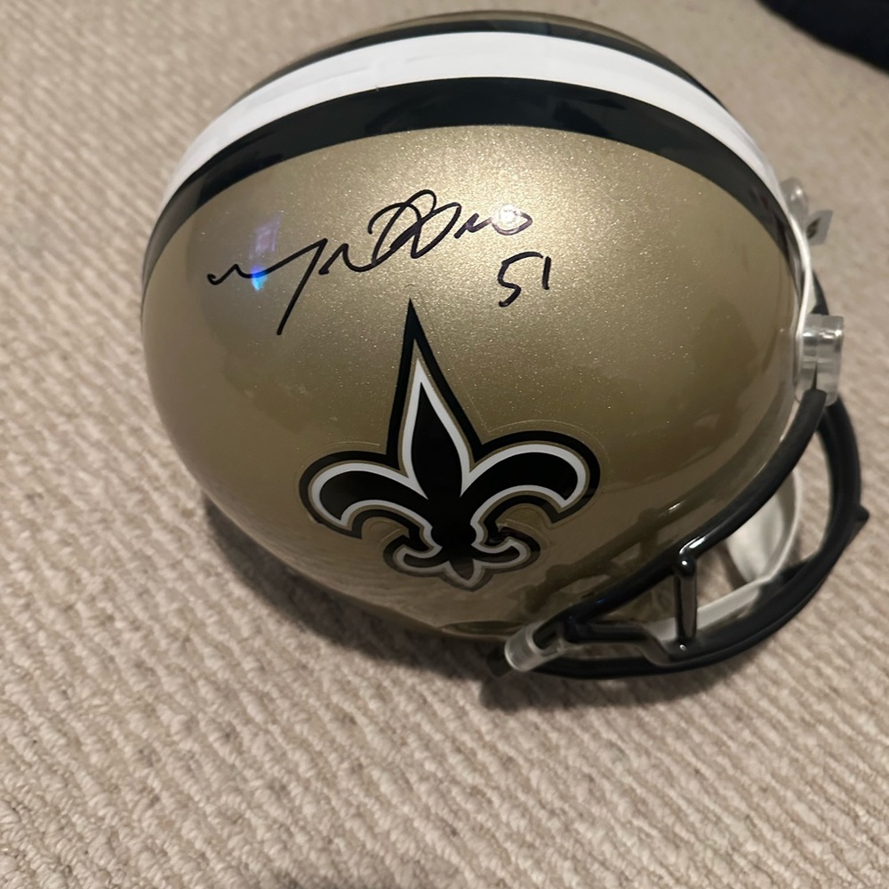 Gold Football Helmet with Black Accents